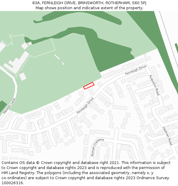 83A, FERNLEIGH DRIVE, BRINSWORTH, ROTHERHAM, S60 5PJ: Location map and indicative extent of plot