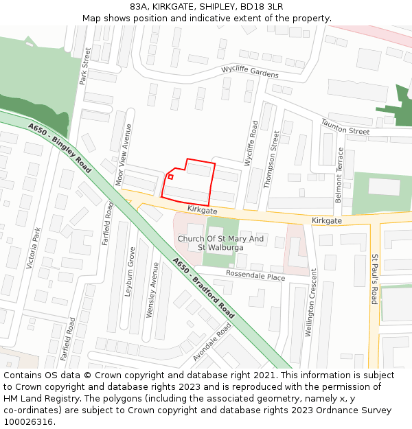 83A, KIRKGATE, SHIPLEY, BD18 3LR: Location map and indicative extent of plot