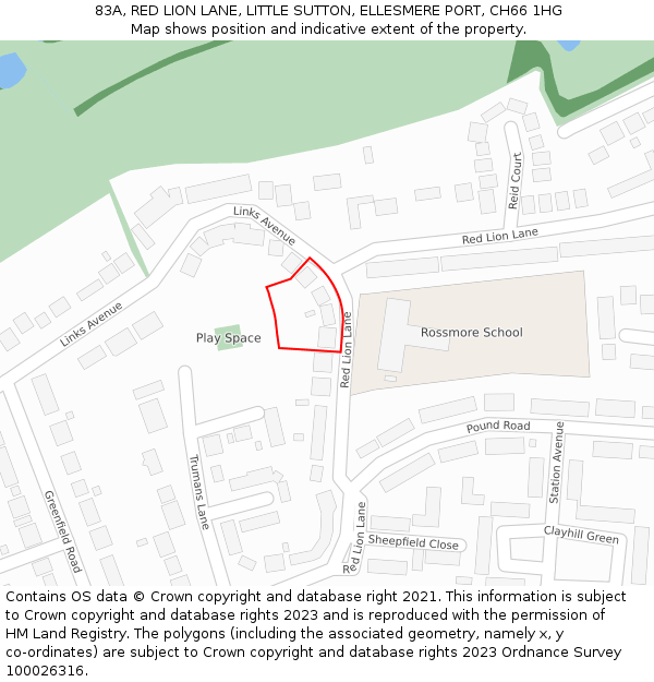 83A, RED LION LANE, LITTLE SUTTON, ELLESMERE PORT, CH66 1HG: Location map and indicative extent of plot