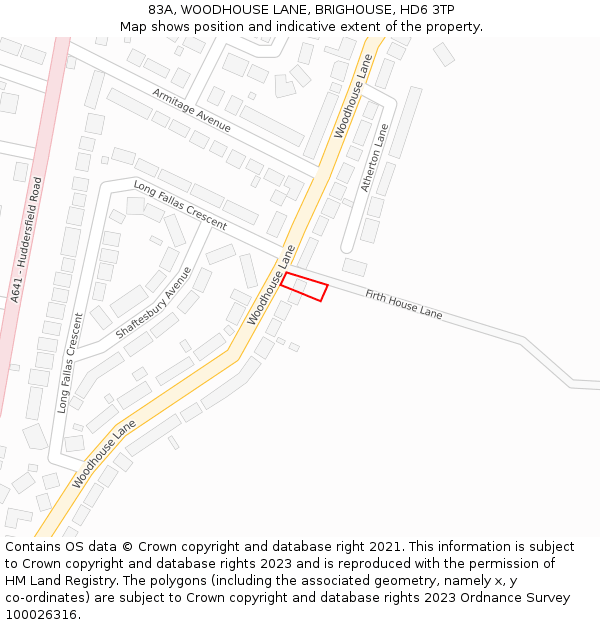 83A, WOODHOUSE LANE, BRIGHOUSE, HD6 3TP: Location map and indicative extent of plot