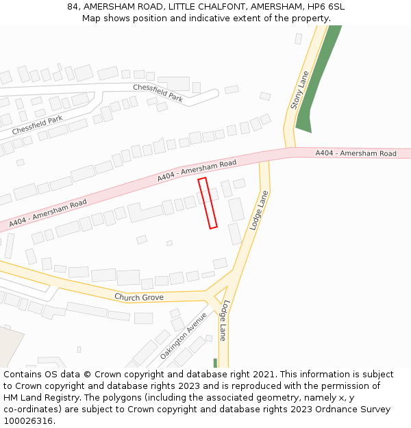 84, AMERSHAM ROAD, LITTLE CHALFONT, AMERSHAM, HP6 6SL: Location map and indicative extent of plot