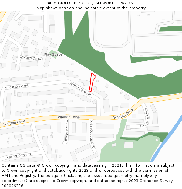 84, ARNOLD CRESCENT, ISLEWORTH, TW7 7NU: Location map and indicative extent of plot