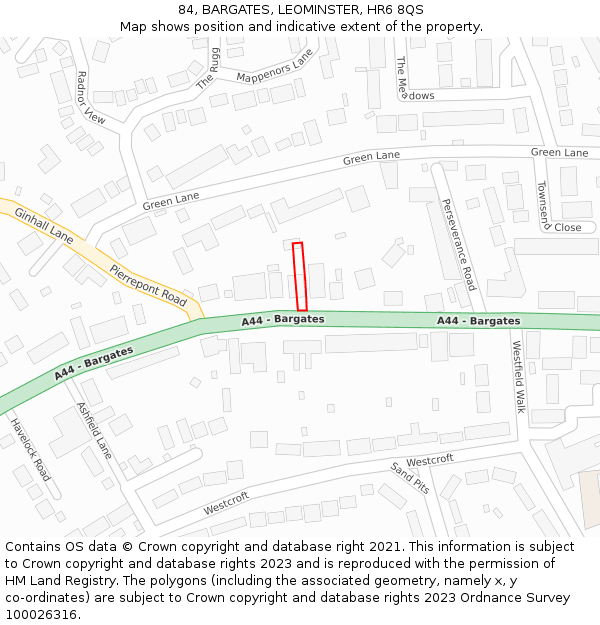 84, BARGATES, LEOMINSTER, HR6 8QS: Location map and indicative extent of plot