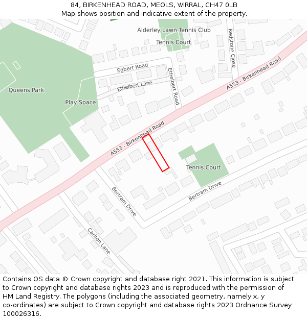 84, BIRKENHEAD ROAD, MEOLS, WIRRAL, CH47 0LB: Location map and indicative extent of plot