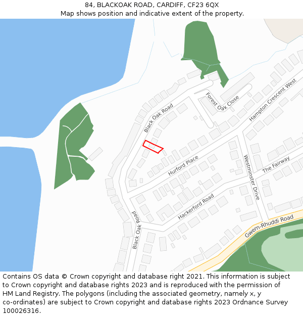 84, BLACKOAK ROAD, CARDIFF, CF23 6QX: Location map and indicative extent of plot