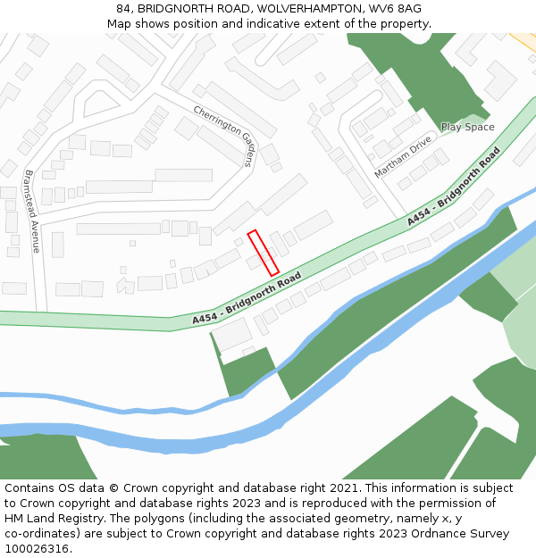 84, BRIDGNORTH ROAD, WOLVERHAMPTON, WV6 8AG: Location map and indicative extent of plot