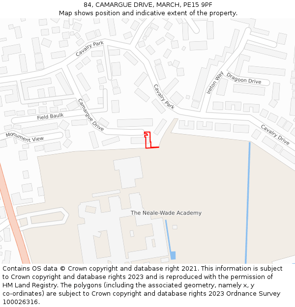 84, CAMARGUE DRIVE, MARCH, PE15 9PF: Location map and indicative extent of plot