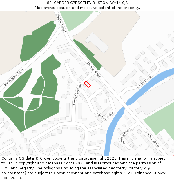 84, CARDER CRESCENT, BILSTON, WV14 0JR: Location map and indicative extent of plot