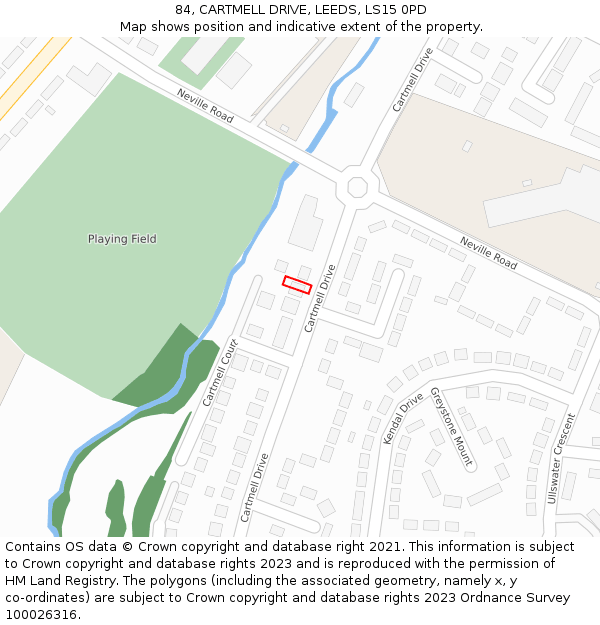 84, CARTMELL DRIVE, LEEDS, LS15 0PD: Location map and indicative extent of plot