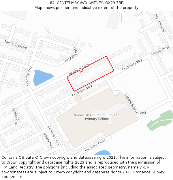 84, CENTENARY WAY, WITNEY, OX29 7BB: Location map and indicative extent of plot
