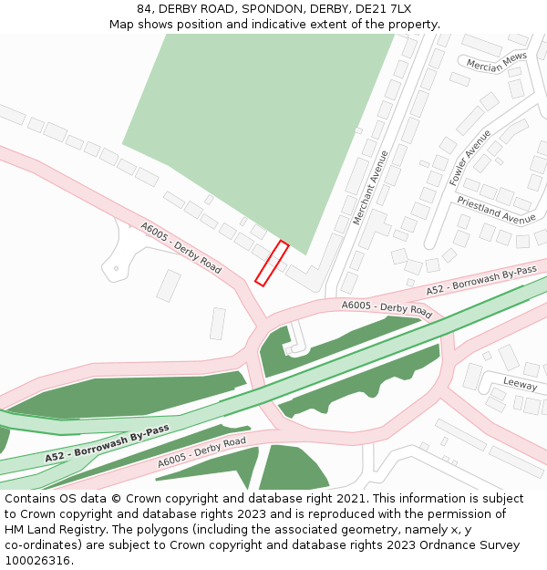84, DERBY ROAD, SPONDON, DERBY, DE21 7LX: Location map and indicative extent of plot