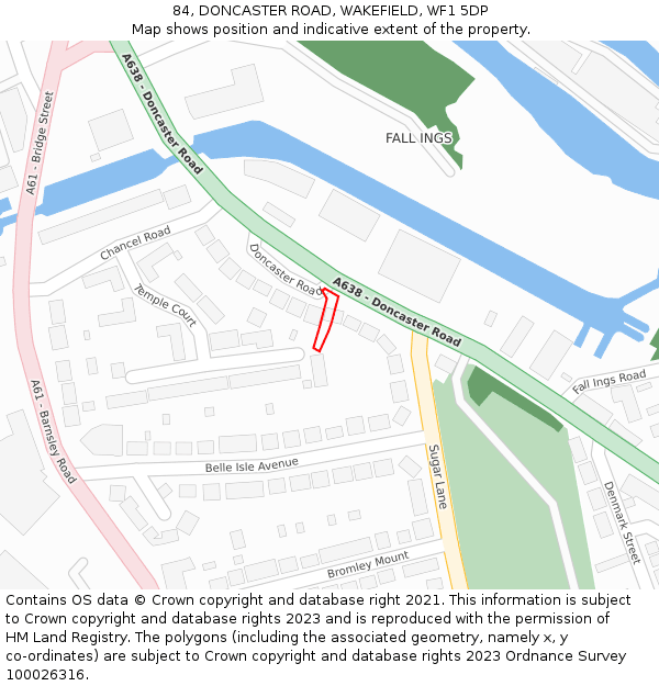 84, DONCASTER ROAD, WAKEFIELD, WF1 5DP: Location map and indicative extent of plot