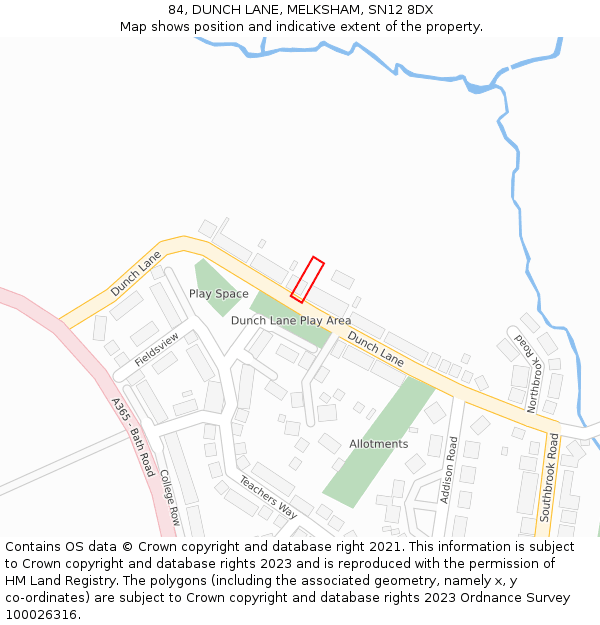 84, DUNCH LANE, MELKSHAM, SN12 8DX: Location map and indicative extent of plot