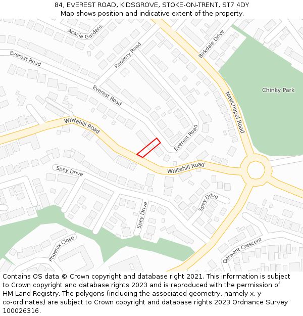 84, EVEREST ROAD, KIDSGROVE, STOKE-ON-TRENT, ST7 4DY: Location map and indicative extent of plot