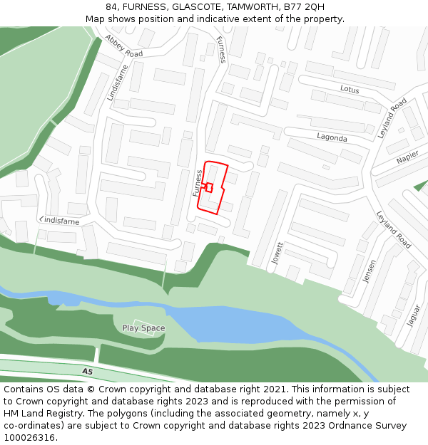 84, FURNESS, GLASCOTE, TAMWORTH, B77 2QH: Location map and indicative extent of plot