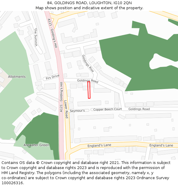 84, GOLDINGS ROAD, LOUGHTON, IG10 2QN: Location map and indicative extent of plot