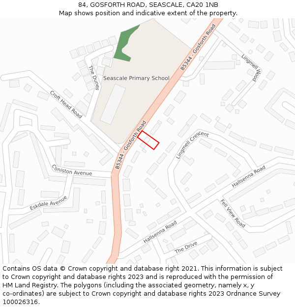 84, GOSFORTH ROAD, SEASCALE, CA20 1NB: Location map and indicative extent of plot