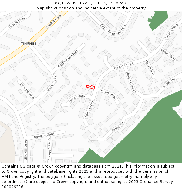 84, HAVEN CHASE, LEEDS, LS16 6SG: Location map and indicative extent of plot
