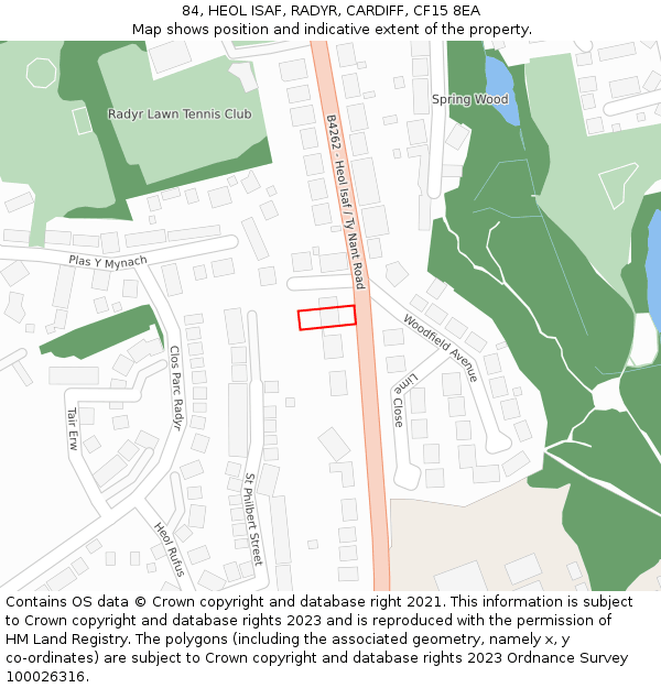 84, HEOL ISAF, RADYR, CARDIFF, CF15 8EA: Location map and indicative extent of plot