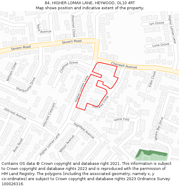 84, HIGHER LOMAX LANE, HEYWOOD, OL10 4RT: Location map and indicative extent of plot