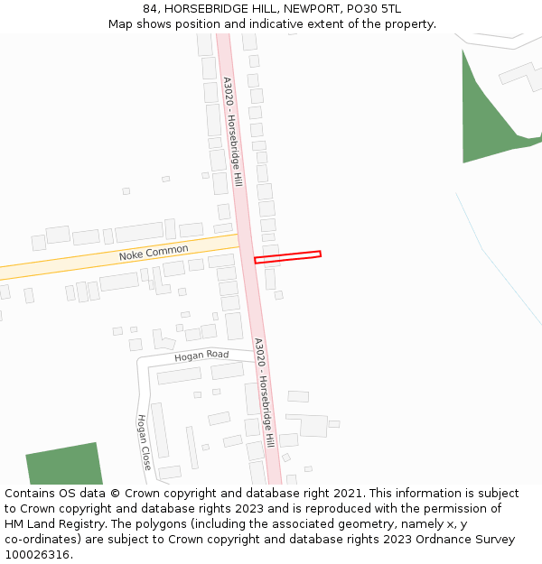 84, HORSEBRIDGE HILL, NEWPORT, PO30 5TL: Location map and indicative extent of plot