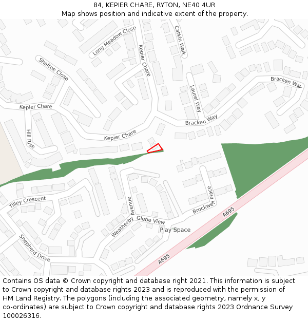 84, KEPIER CHARE, RYTON, NE40 4UR: Location map and indicative extent of plot