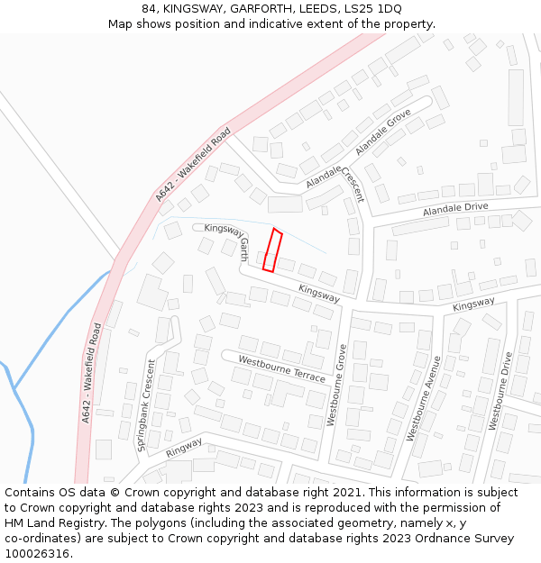 84, KINGSWAY, GARFORTH, LEEDS, LS25 1DQ: Location map and indicative extent of plot