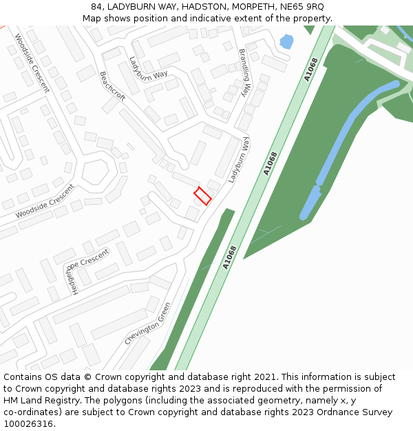 84, LADYBURN WAY, HADSTON, MORPETH, NE65 9RQ: Location map and indicative extent of plot
