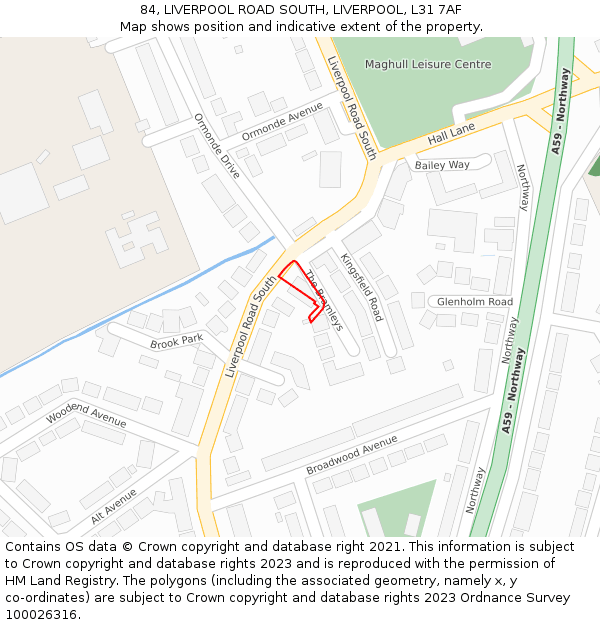 84, LIVERPOOL ROAD SOUTH, LIVERPOOL, L31 7AF: Location map and indicative extent of plot