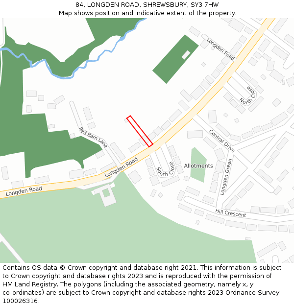 84, LONGDEN ROAD, SHREWSBURY, SY3 7HW: Location map and indicative extent of plot