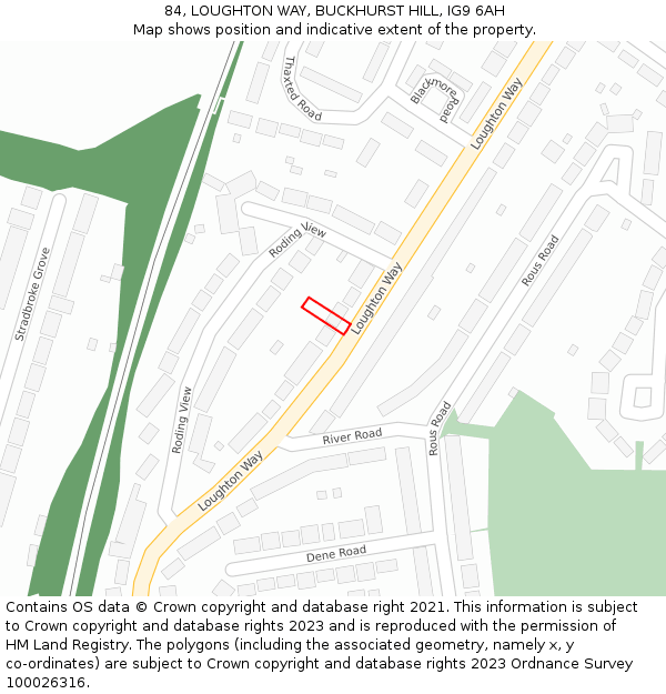 84, LOUGHTON WAY, BUCKHURST HILL, IG9 6AH: Location map and indicative extent of plot