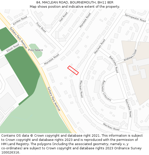 84, MACLEAN ROAD, BOURNEMOUTH, BH11 8ER: Location map and indicative extent of plot