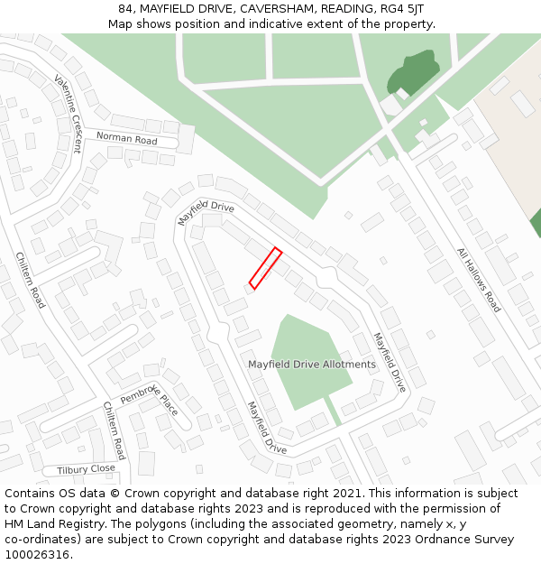 84, MAYFIELD DRIVE, CAVERSHAM, READING, RG4 5JT: Location map and indicative extent of plot