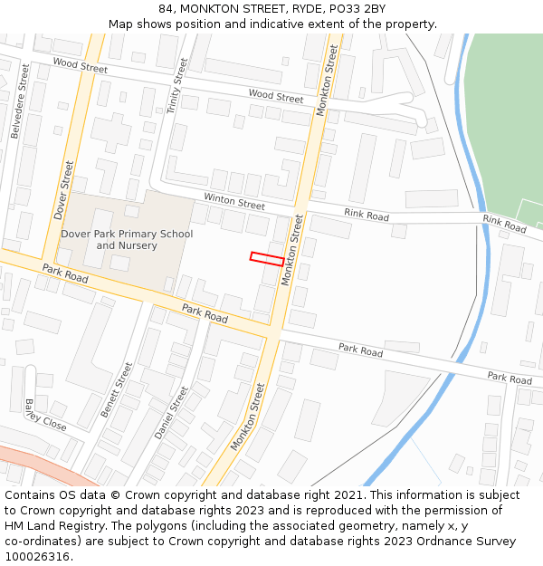 84, MONKTON STREET, RYDE, PO33 2BY: Location map and indicative extent of plot