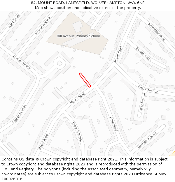 84, MOUNT ROAD, LANESFIELD, WOLVERHAMPTON, WV4 6NE: Location map and indicative extent of plot