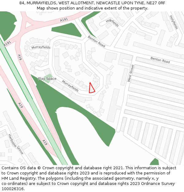 84, MURRAYFIELDS, WEST ALLOTMENT, NEWCASTLE UPON TYNE, NE27 0RF: Location map and indicative extent of plot