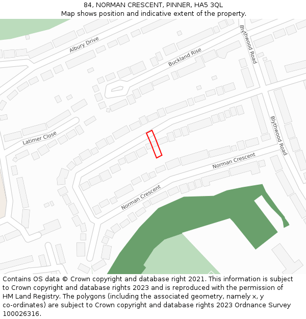 84, NORMAN CRESCENT, PINNER, HA5 3QL: Location map and indicative extent of plot