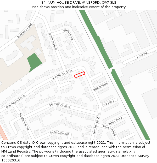 84, NUN HOUSE DRIVE, WINSFORD, CW7 3LS: Location map and indicative extent of plot
