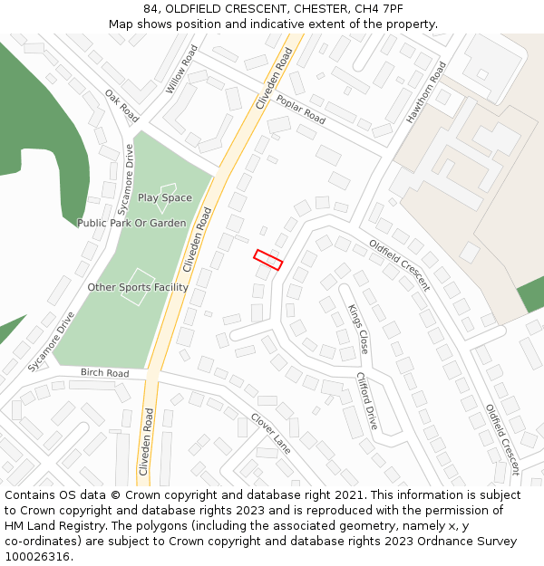 84, OLDFIELD CRESCENT, CHESTER, CH4 7PF: Location map and indicative extent of plot