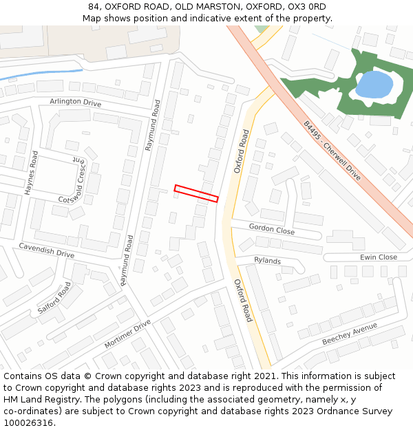 84, OXFORD ROAD, OLD MARSTON, OXFORD, OX3 0RD: Location map and indicative extent of plot