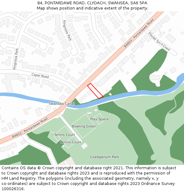 84, PONTARDAWE ROAD, CLYDACH, SWANSEA, SA6 5PA: Location map and indicative extent of plot