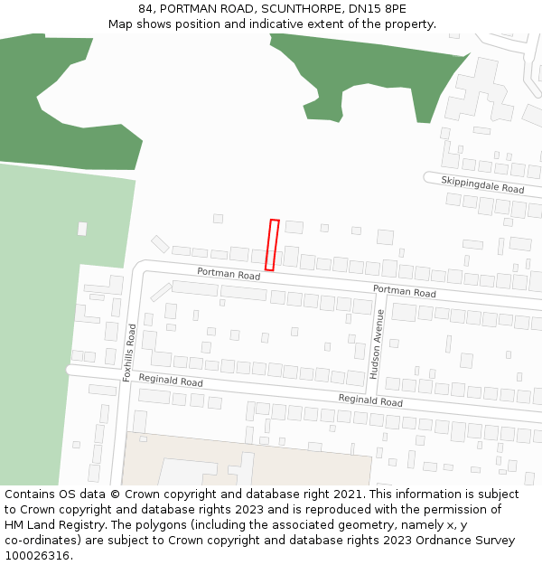 84, PORTMAN ROAD, SCUNTHORPE, DN15 8PE: Location map and indicative extent of plot