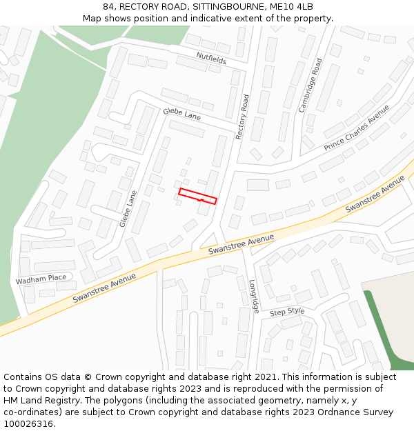 84, RECTORY ROAD, SITTINGBOURNE, ME10 4LB: Location map and indicative extent of plot