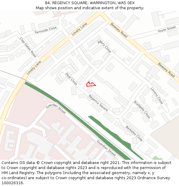 84, REGENCY SQUARE, WARRINGTON, WA5 0EX: Location map and indicative extent of plot