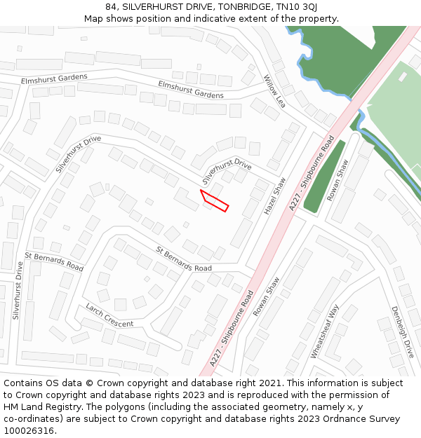 84, SILVERHURST DRIVE, TONBRIDGE, TN10 3QJ: Location map and indicative extent of plot