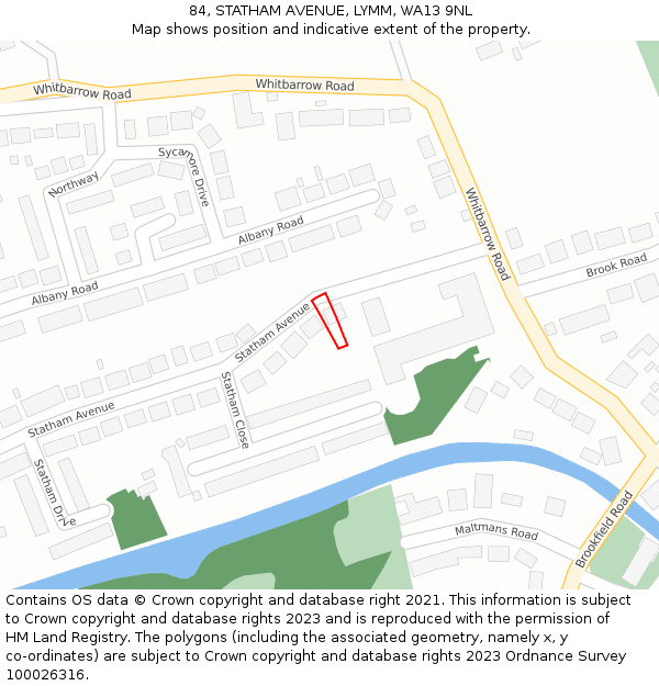 84, STATHAM AVENUE, LYMM, WA13 9NL: Location map and indicative extent of plot