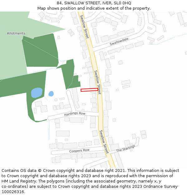 84, SWALLOW STREET, IVER, SL0 0HQ: Location map and indicative extent of plot