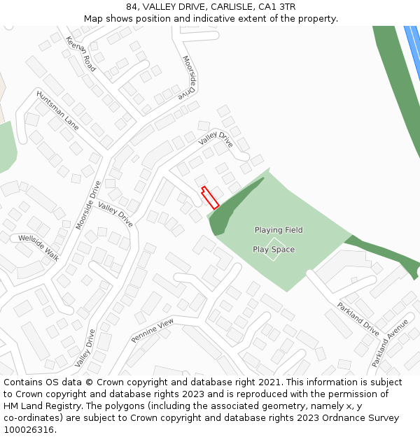 84, VALLEY DRIVE, CARLISLE, CA1 3TR: Location map and indicative extent of plot