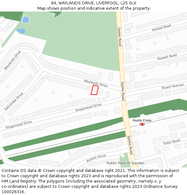 84, WAYLANDS DRIVE, LIVERPOOL, L25 0LX: Location map and indicative extent of plot