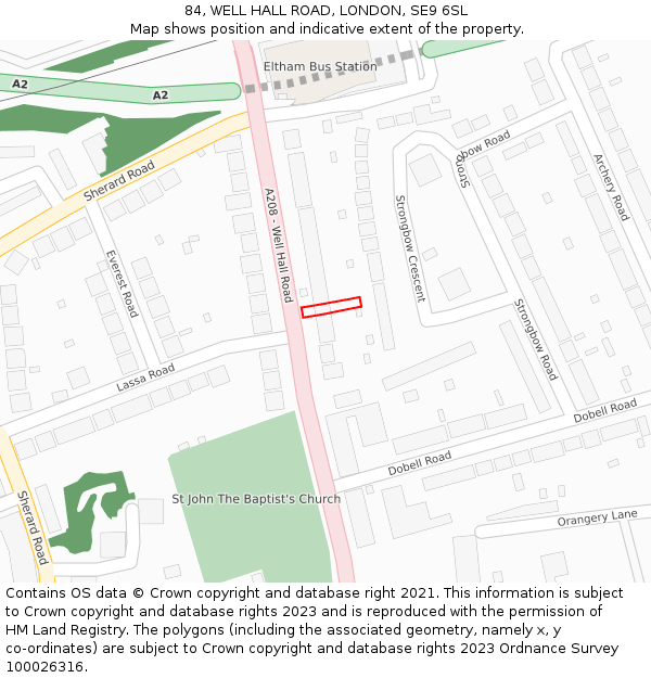 84, WELL HALL ROAD, LONDON, SE9 6SL: Location map and indicative extent of plot